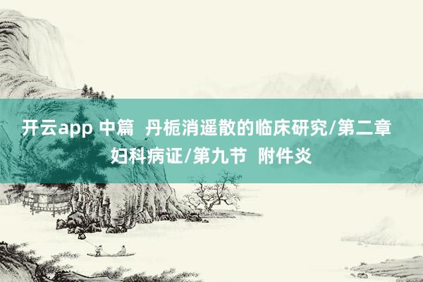 开云app 中篇 丹栀消遥散的临床研究/第二章 妇科病证/第九节 附件炎