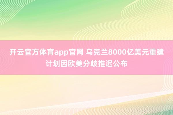 开云官方体育app官网 乌克兰8000亿美元重建计划因欧美分歧推迟公布