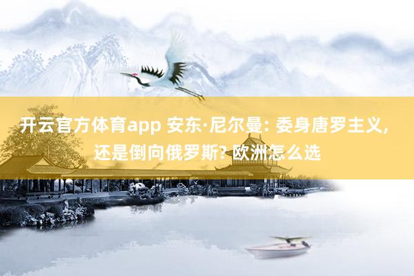 开云官方体育app 安东·尼尔曼: 委身唐罗主义, 还是倒向俄罗斯? 欧洲怎么选