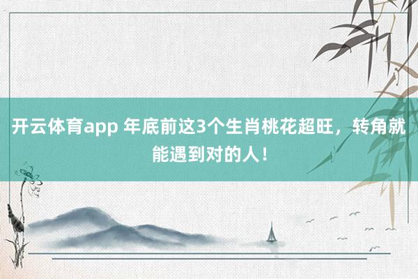 开云体育app 年底前这3个生肖桃花超旺,转角就能遇到对的人!