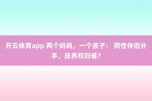 开云体育app 两个妈妈，一个孩子： 同性伴侣分手，抚养权归谁？