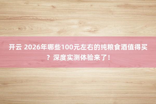 开云 2026年哪些100元左右的纯粮食酒值得买？深度实测体验来了！