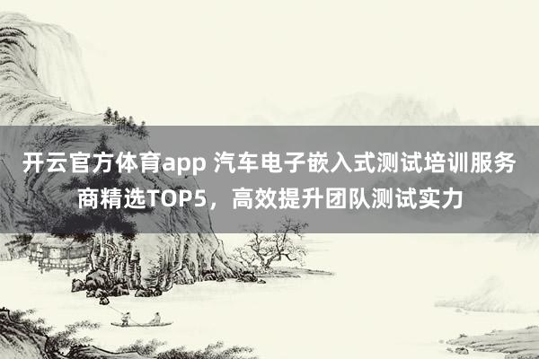 开云官方体育app 汽车电子嵌入式测试培训服务商精选TOP5,高效提升团队测试实力
