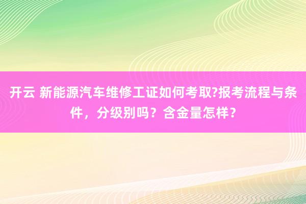 开云 新能源汽车维修工证如何考取?报考流程与条件，分级别吗？含金量怎样？