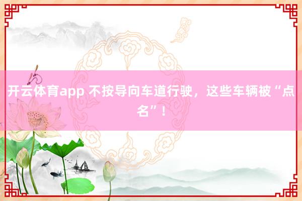 开云体育app 不按导向车道行驶，这些车辆被“点名”！
