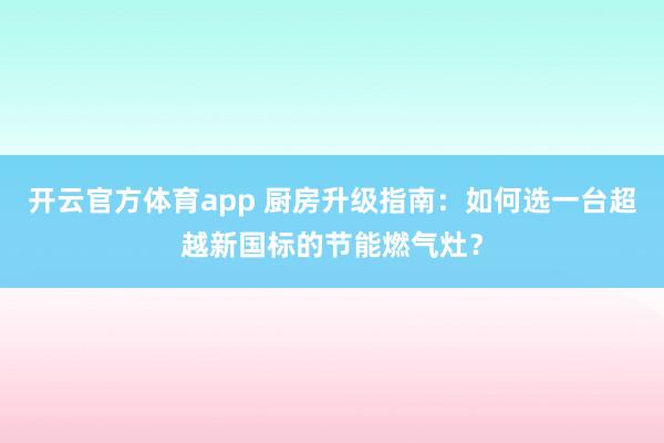 开云官方体育app 厨房升级指南:如何选一台超越新国标的节能燃气灶?