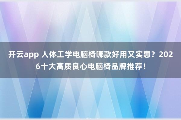 开云app 人体工学电脑椅哪款好用又实惠？2026十大高质良心电脑椅品牌推荐！