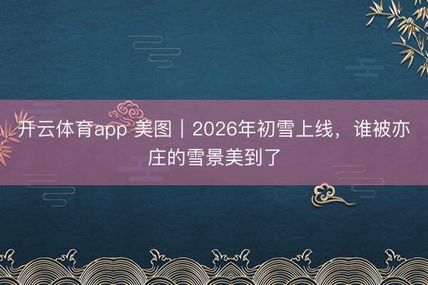 开云体育app 美图｜2026年初雪上线，谁被亦庄的雪景美到了