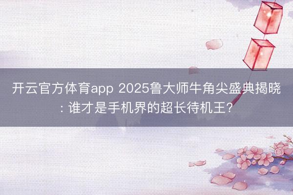 开云官方体育app 2025鲁大师牛角尖盛典揭晓: 谁才是手机界的超长待机王?