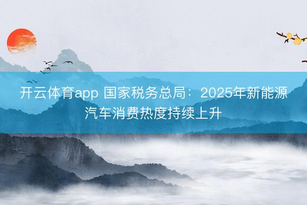 开云体育app 国家税务总局：2025年新能源汽车消费热度持续上升