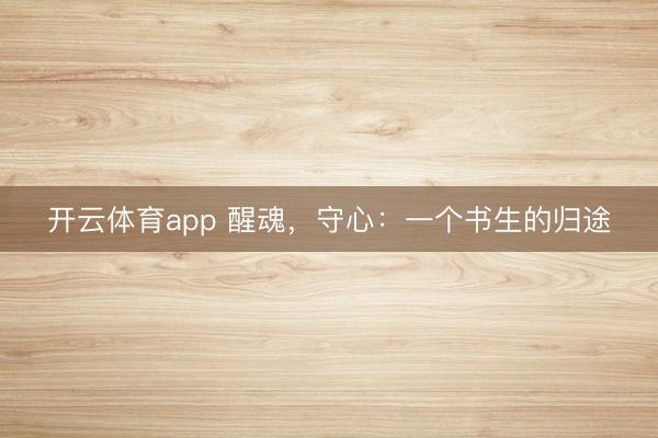 开云体育app 醒魂，守心：一个书生的归途