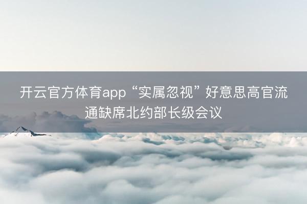 开云官方体育app “实属忽视” 好意思高官流通缺席北约部长级会议