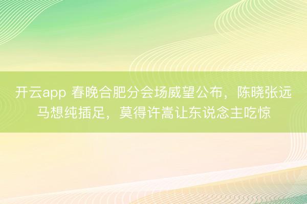开云app 春晚合肥分会场威望公布,陈晓张远马想纯插足,莫得许嵩让东说念主吃惊