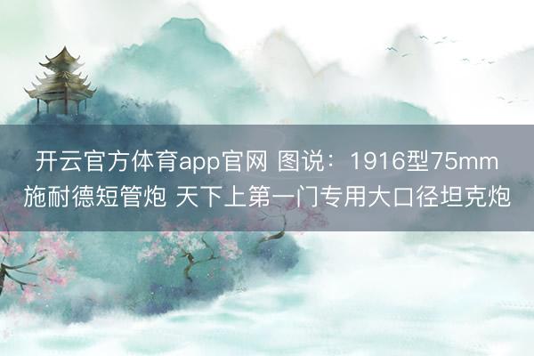 开云官方体育app官网 图说：1916型75mm施耐德短管炮 天下上第一门专用大口径坦克炮