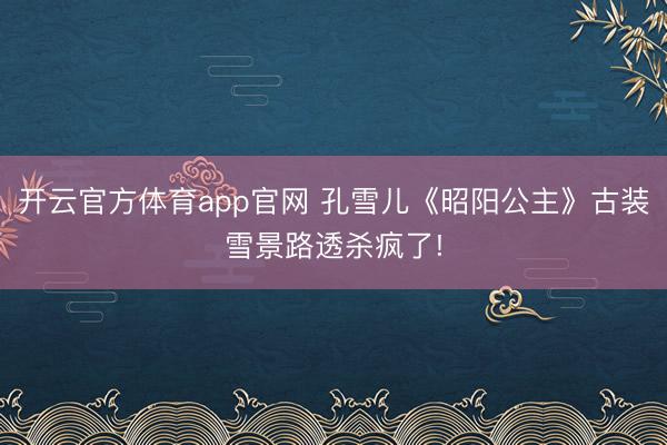 开云官方体育app官网 孔雪儿《昭阳公主》古装雪景路透杀疯了!