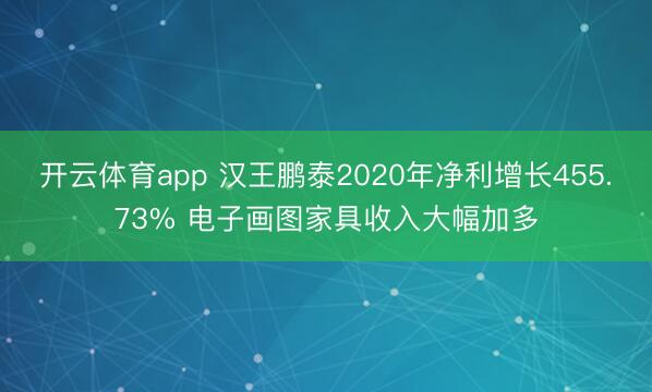 开云体育app 汉王鹏泰2020年净利增长455.73% 电子画图家具收入大幅加多