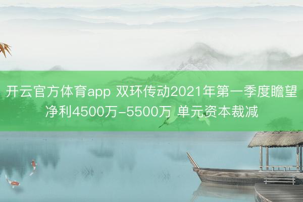 开云官方体育app 双环传动2021年第一季度瞻望净利4500万-5500万 单元资本裁减
