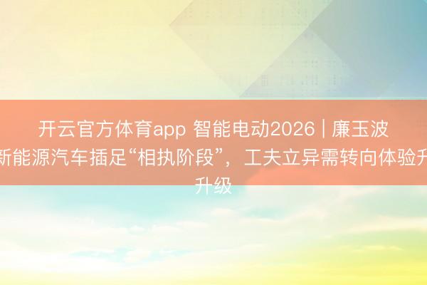开云官方体育app 智能电动2026 | 廉玉波:新能源汽车插足“相执阶段”,工夫立异需转向体验升级