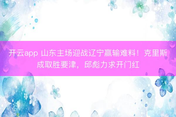 开云app 山东主场迎战辽宁赢输难料！克里斯成取胜要津，邱彪力求开门红